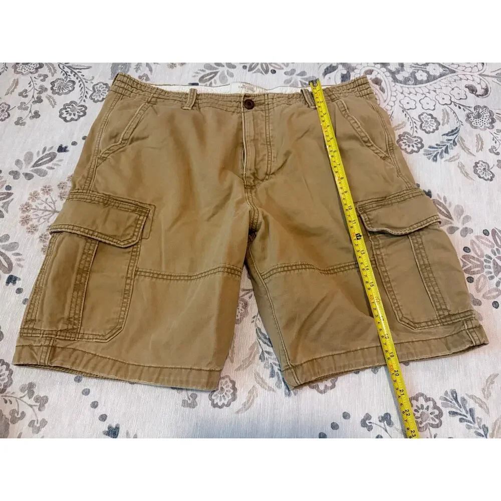 Hollister Mens Cargo Shorts 2PK Size 38 Khaki Heavy Cotton Utility Y2K Gorpcore